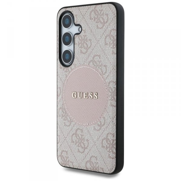Etui Guess 4G Round Patch Classic Logo   MagSafe do Samsung Galaxy S25+ różowy