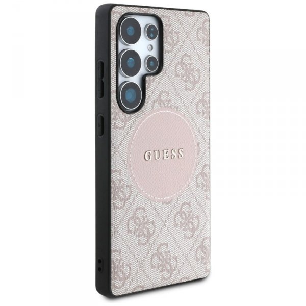Etui Guess 4G Round Patch Classic Logo   MagSafe do Samsung Galaxy S25 Ultra różowy