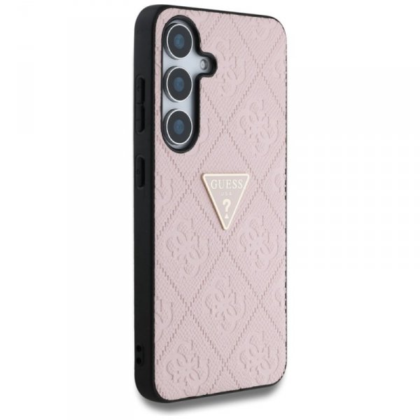 Etui Guess Hot Stamp 4G Pattern Triangle Metal Logo do Samsung Galaxy S25 różowy