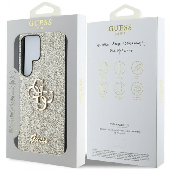 Etui Guess Fixed Glitter Big 4G Metal    Logo do Samsung Galaxy S25 Ultra złoty