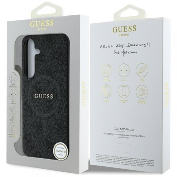 Etui Guess Leather 4G Colored Ring       Classic Logo MagSafe Samsung Galaxy S25 czarny