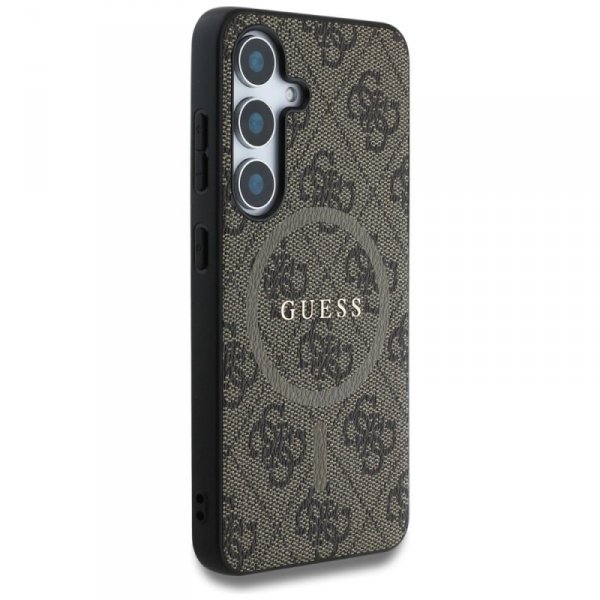 Etui Guess Leather 4G Colored Ring       Classic Logo MagSafe Samsung Galaxy S25+ brązowy