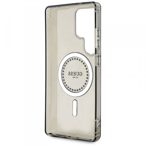 Etui Guess Rhinestones Printed Classic Logo MagSafe Samsung Galaxy S25 Ultra czarny