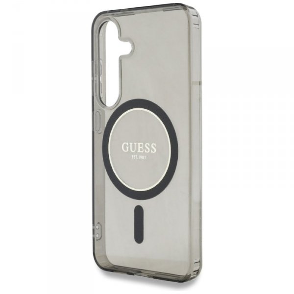 Etui Guess Glitter Circle Classic Logo   MagSafe do Samsung Galaxy S25 czarny