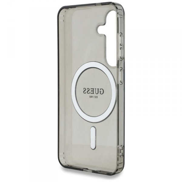 Etui Guess Glitter Circle Classic Logo   MagSafe do Samsung Galaxy S25 czarny