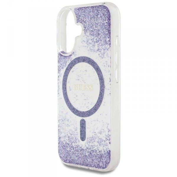 Etui Guess HC Resin Bottom Glitter do    iPhone 16 MagSafe fioletowy