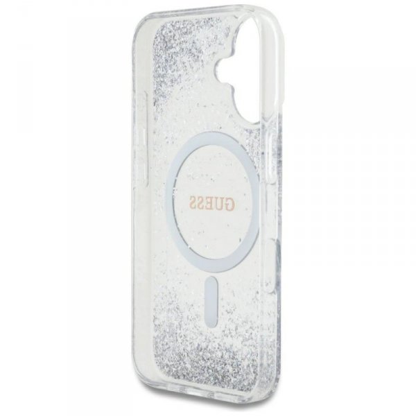 Etui Guess HC Resin Bottom Glitter do    iPhone 16 MagSafe srebrny