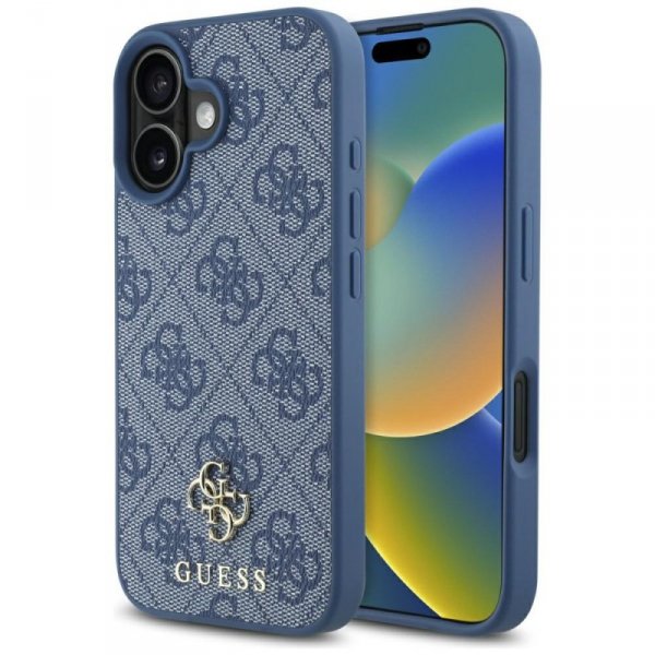 Etui Guess HC PU 4G Small 4G and Classic do iPhone 16 MagSafe niebieski