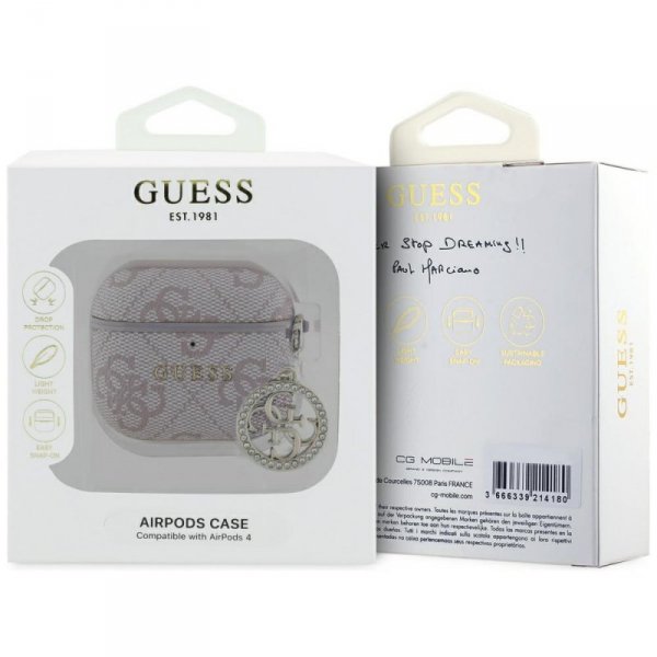 Etui Guess 4G Strass Charm do AirPods 4  różowy