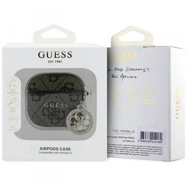 Etui Guess 4G Strass Charm do AirPods 4  brązowy