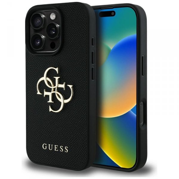 Etui Guess Grained Big 4G Logo Small     Classic Logo do iPhone 16 Pro Max czarny