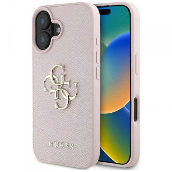 Etui Guess Grained Big 4G Logo Small     Classic Logo do iPhone 16 różowy