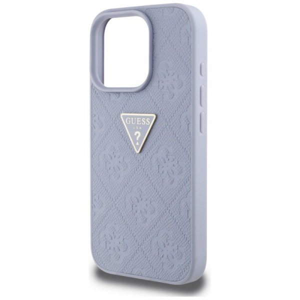 Etui Guess Hot Stamp 4G Pattern Triangle Metal Logo do iPhone 16 Pro fioletowy