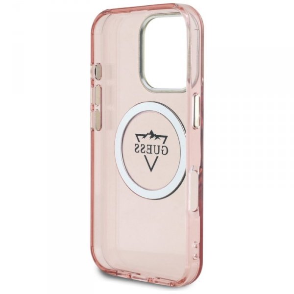 Etui Guess IML Metal Mountain Logo       MagSafe do iPhone 16 Pro Max różowy