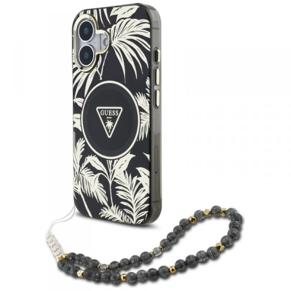Etui Guess Palm Trees Triangle Pearl     Strap MagSafe do iPhone 16 czarny
