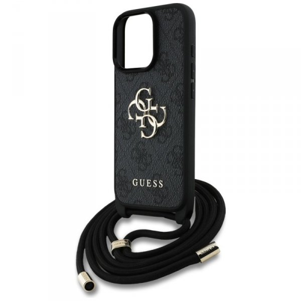Etui Guess 4G Big Logo Cord Stap         Crossbody do iPhone 16 Pro Max czarny