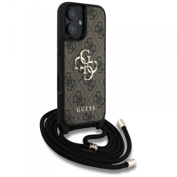 Etui Guess 4G Big Logo Cord Stap         Crossbody do iPhone 16 Plus brązowy