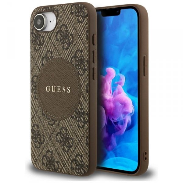 Etui Guess 4G Circle Classic Logo        MagSafe do iPhone 16e brązowy