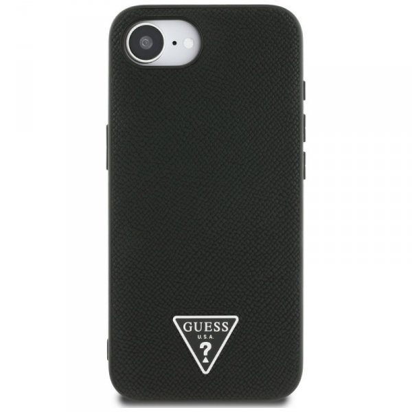 Etui Guess Grained Triangle MagSafe do   iPhone 16e czarny