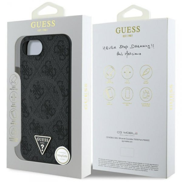Etui Guess 4G Ring Triangle Logo MagSafe do iPhone 16e czarny