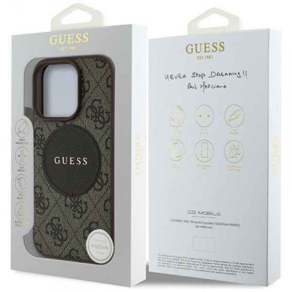 Etui Guess 4G Circle Classic Logo        MagSafe do iPhone 16 Pro brązowy