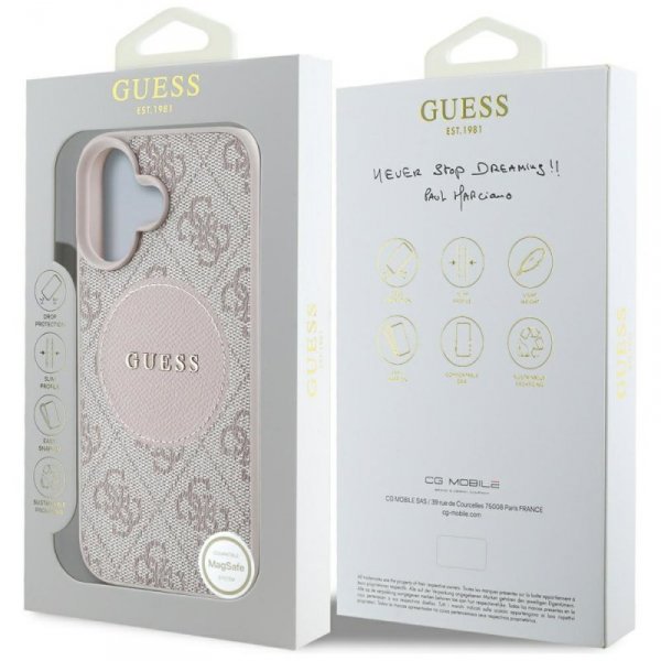 Etui Guess 4G Circle Classic Logo        MagSafe do iPhone 16 różowy