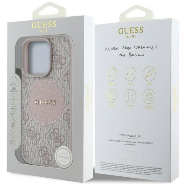 Etui Guess 4G Circle Classic Logo        MagSafe do iPhone 16 Pro Max różowy