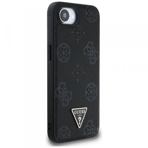 Etui Guess Grained Hot Stamp Peony       Triangle Logo MagSafe do iPhone 16e czarny