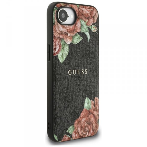 Etui Guess 4G Flowers Print MagSafe do   iPhone 16e czarny
