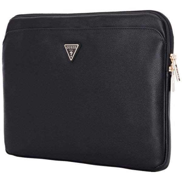 Torba Guess Sleeve 14&quot; Grained Zipper    Pocket Triangle Logo czarny
