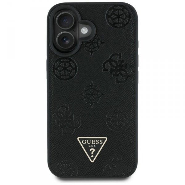 Etui Guess Grained Hot Stamp Peony       Triangle Logo MagSafe do iPhone 16 czarny
