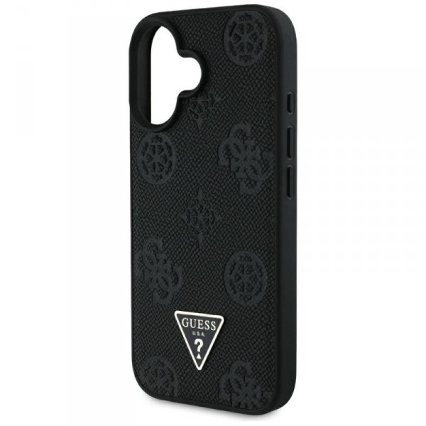 Etui Guess Grained Hot Stamp Peony       Triangle Logo MagSafe do iPhone 16 czarny