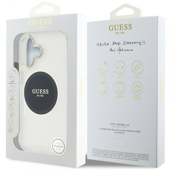 Etui Guess IML Metal Colored Circle      Classic Logo MagSafe do iPhone 16 czarny