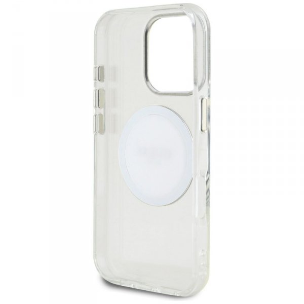Etui Guess IML Metal Colored Circle      Classic Logo MagSafe do iPhone 16 Pro biały