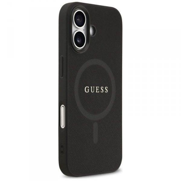 Etui Guess Saffiano Classic Logo MagSafe do iPhone 17 czarny
