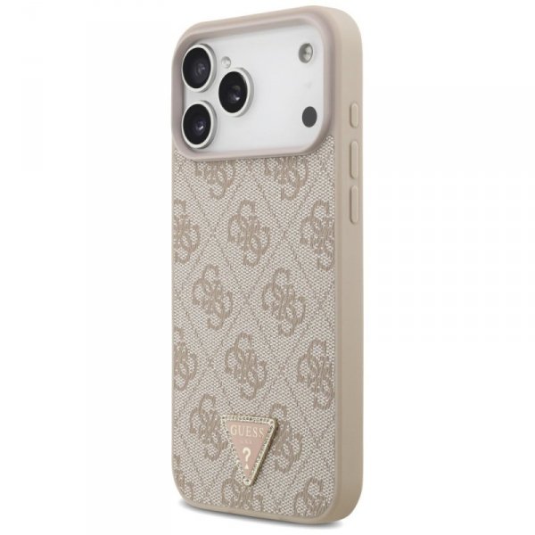 Etui Guess Leather 4G Triangle Strass    MagSafe do iPhone 17 Pro Max różowy