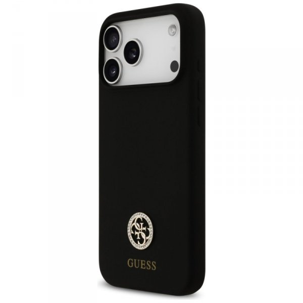 Etui Guess Silicone Logo Strass 4G       MagSafe do iPhone 17 Pro Max czarny