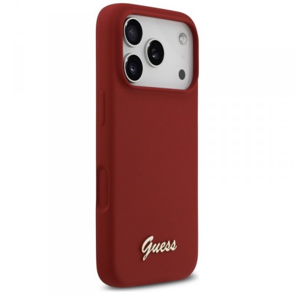 Etui Guess Silicone Script Metal Logo    MagSafe do iPhone 17 Pro magenta