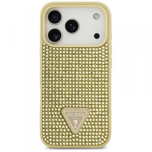 Etui Guess Rhinestone Triangle Logo do   iPhone 17 Pro złoty