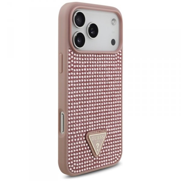 Etui Guess Rhinestone Triangle Logo do   iPhone 17 Pro Max różowy