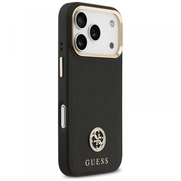 Etui Guess Grained Strass Logo MagSafe   do iPhone 17 Pro czarny