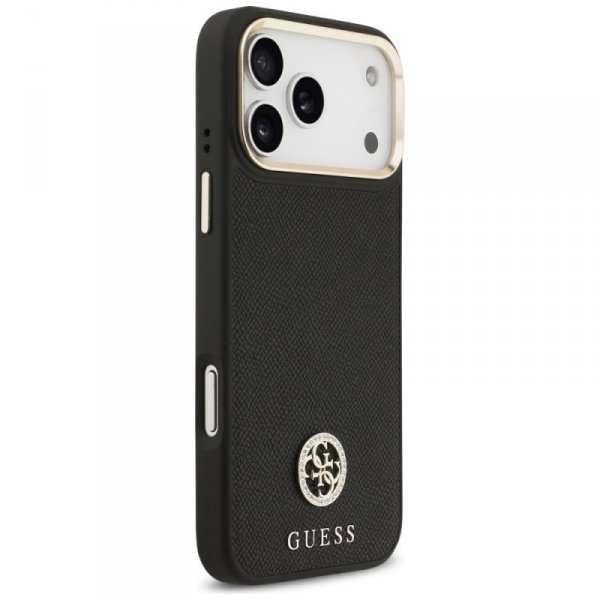 Etui Guess Grained Strass Logo MagSafe   do iPhone 17 Pro Max czarny