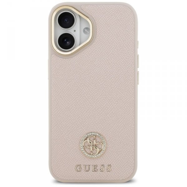 Etui Guess Grained Strass Logo MagSafe   do iPhone 17 różowy