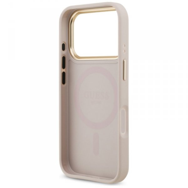 Etui Guess Grained Strass Logo MagSafe   do iPhone 17 Pro różowy