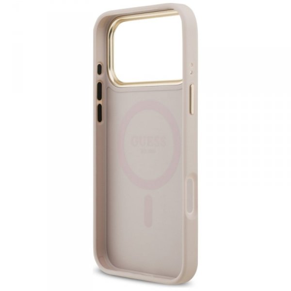 Etui Guess Grained Strass Logo MagSafe   do iPhone 17 Pro Max różowy