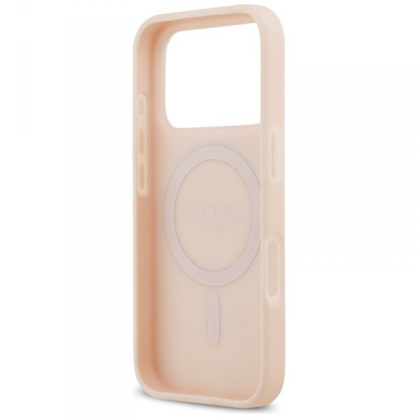 Etui Guess Grained Flowers Classic Logo  MagSafe do iPhone 17 Pro różowy