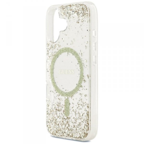 Etui Guess Resin Bottom Glitter MagSafe  do iPhone 17 złoty