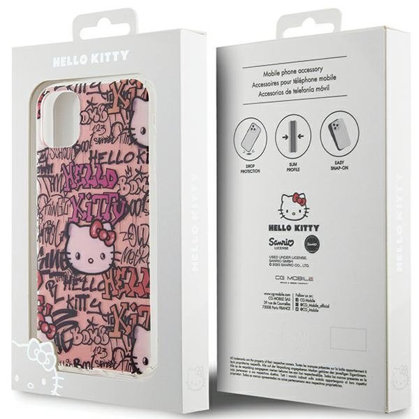 Hello Kitty HKHCN61HDGPTP iPhone 11 / Xr 6.1&quot; różowy/pink hardcase IML Tags Graffiti