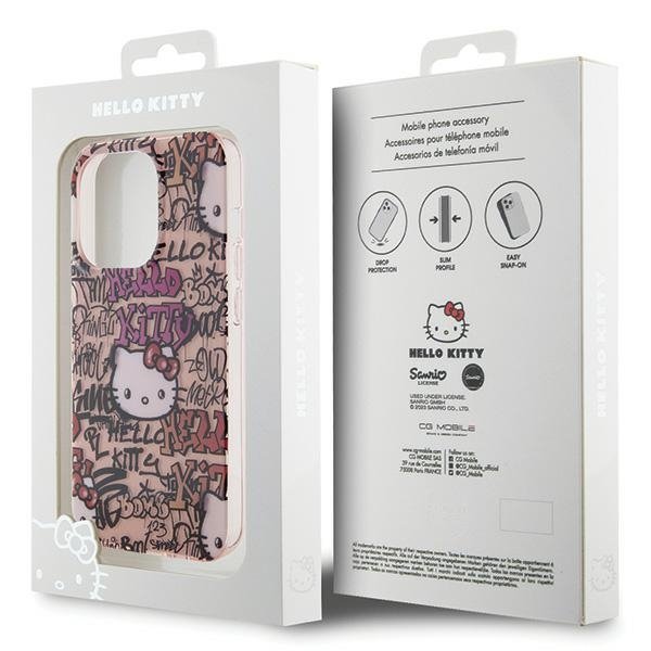 Hello Kitty HKHCP15LHDGPTP iPhone 15 Pro 6.1&quot; różowy/pink hardcase IML Tags Graffiti
