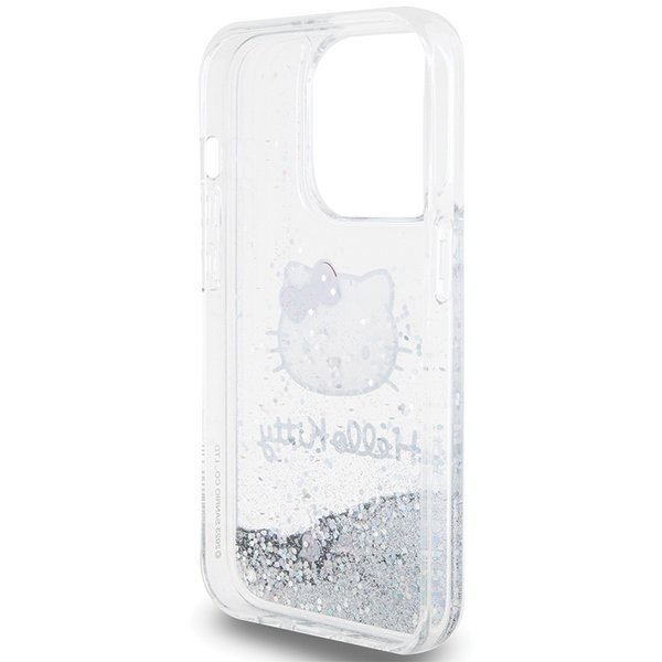 Hello Kitty HKHCP13LLIKHET iPhone 13 Pro / 13 6.1&quot; srebrny/silver hardcase Liquid Glitter Charms Kitty Head